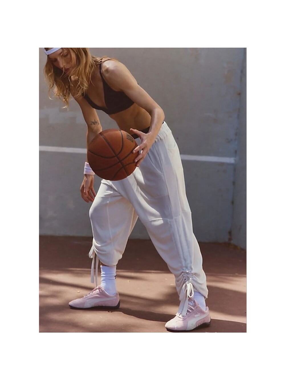 Free People FP Movement Pirouette Pant Large White Harem Baggy Sweatpant NEW NWT